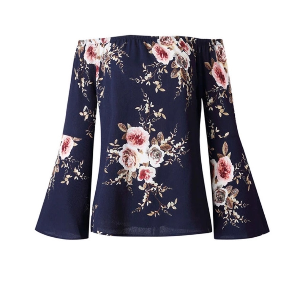 🌷New🌷Boho Floral off the shoulder top - Picture 6 of 8